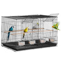 VEVOR 30-inch Flight Bird Cage, Stackable Divided Small Parakeet Cage for Parrots Canaries Cockatiels Lovebirds Finches Budgies Conures Macaws Pet Travel Birdcage with Handle and Perches - color: Black, Dividable