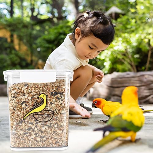 Bird Seed Storage Container-Airtight Bird Food Container 4.23 Qt/4.2LPet Food Storage Containers with Bird Seed Scoop-Wild Bird Seed Dispenser-forPetBirds Parakeets Finches Food MealwormsStorage/Clear - size: 4.2L