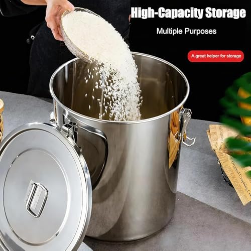 3.17Gal 304 Stainless Steel Airtight Canister,Metal Bucket Large Stainless Steel Canisters - Locking Clamp & Airtight Lids - Dog Food/Bird Seed/Coffee Storage Container - color: 3.17 GAL