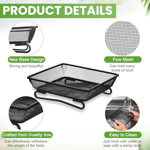 4 Pcs Ground Bird Feeder Tray 6.9 x 6.9 x 2.2 Inches, Metal Platform Mesh Seed Tray for Bird Feeders, Great Attracting Garden Yard Decoration for Wild Birds Squirrels Dove