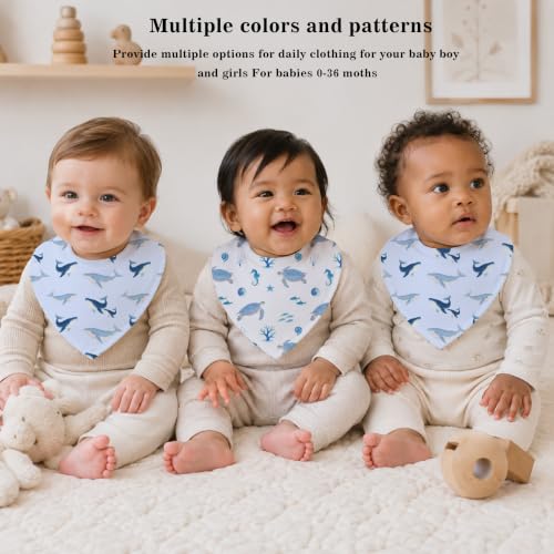 Baby Organic Cotton Teething Cloth Newborn Baby Burp Cloth Bandana Drool Cloth for Drooling Cotton Baby Gifts - color: Ocean Animal