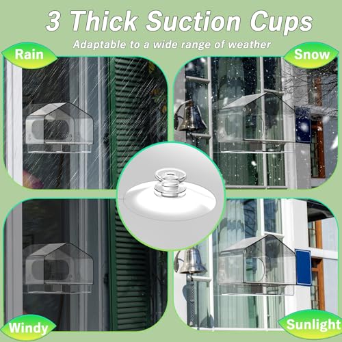Clear Window Bird Feeder with 3 Strong Suction Cups and Detachable Seed Tray, Sturdy Acrylic Bird Feeders for Viewing Wild Birds Outside, and Garden Decor, Outdoor Birdhouse Feeder