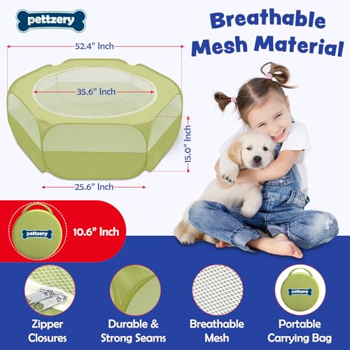 Small Animal Playpen with Zippered Top, Portable Waterproof Pet Cage (47"x23") for Kitten, Bunny, Guinea Pig, Hamster, Chicken Brooder, Indoor & Outdoor Exercise Pen, Foldable Design - color: Green
