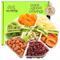 NUT CRAVINGS - Dried Fruit & Mixed Nuts Gift Basket (7 Assortments, 1 LB) | Green Ribbon Food Arrangement, Healthy Snack Care Package, - style: 4. Green Ribbon - Deluxe (7 Piece Assortment)