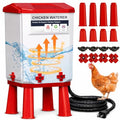 Heated Chicken Waterer, 7L Chicken Water Heater Bucket for Winter with 4 Nipple Drinkers, Anti-Freezing, Winter and Summer Dual-use, Automatic Heated Poultry Drinker for Coop (Red) - size: 1.9 Gallon