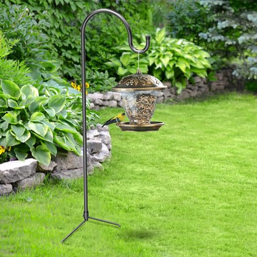 GOFORWILD 2 Pack 33 Inch Metal Shepherd Hooks for Bird Feeder Outdoor | Heavy Duty Bird Feeder Hanger with 3 Prongs Base, for Hanging Lantern, Hummingbird Feeder, Plant Hanger, Wind Chime - size: 33 Inch
