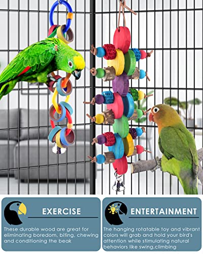Bissap 2 PCS Bird Chew Toys, Multicolored Bagel Cascade Bird Parrot Toy Biting Paper Cardboard Olympic Rings Conures Toys for Amazon Cockatiels Cockatoos Macaws and Similar Sized Pet Birds - size: 2 PCS