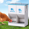 10L Chicken Grit and Oyster Shell Feeder Combo with Lid Hanging Duck Feeder Automatic Metal Gravity Chicken Feeder Poultry Coop Accessories for Goose Hens Eggs (Blue)
