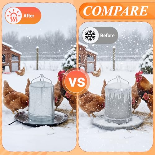 2 PCS Chicken Water Heater for Winter 110V 38W Poultry Drinker Heater Base Surface Temperature can Reach About 140 Fahrenheit Degree Chicken Waterer Electric Deicer Heated Base(Black) - color: Black