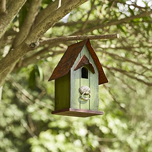 Glitzhome Bird Houses for Outside,10" H Rustic Wooden Bird House Garden Distressed Decorative Birdhouse for Outdoors, Hanging Birdhouse for Bluebird Hummingbird Wren Finch Cardinals Cedar - color: 10"H Rustic Garden