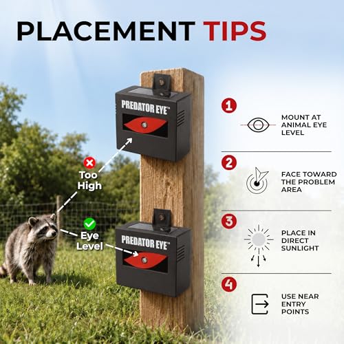 ASPECTEK Predator Eye Solar Animal Deterrent - 2 Pack, Flashing Red Light Repeller to Help Scare Coyotes, Deer, Raccoons, Skunks and Foxes, Outdoor Pest Control for Garden, Yard, Farm and Coop - style: Predator Eye