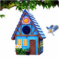 Garden Bird House for Outside Clearance Hanging Outdoors Birdhouses for Wren Finchs Chickadee Hummingbird Tree Swallow Cage Kids Nature Lover Bluebird House (Red) - color: Blue