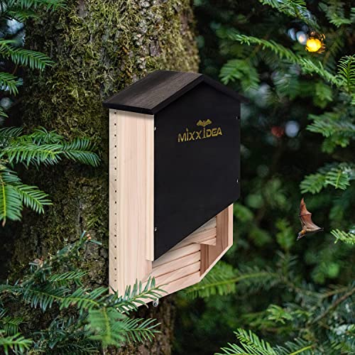 Bat House Bat Box Double Chamber Outdoor House Nursery Bat Shelter Habitatbig bat Box Handcrafted from Cedar Wood - Easy for Bats to Land and Roost - Weather Resistant & Ready to Install - color: Black 1