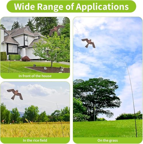 Bird Scare Flying Kite with 4m Pole Has The Effect of Scaring Birds-Type A | Ideal for gardens farms and docks | Keeps birds geese and seagulls away |A kind of hawk deterrent - color: pink