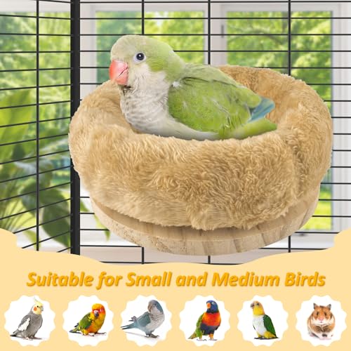 DBNESS Medium Bird Nest for Cage, Removable Plush Parrot Hammock Warm Resting Perch Platform for Budgies Cockatiel Conure Parakeet Hamster Washable Breeding Sleeping Lay Eggs Nesting - size: M