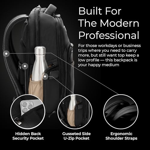 Briggs & Riley Medium Cargo Backpack for Women & Men - Laptop Backpack, For Work & Travel, Lightweight & Durable, Padded Straps, Fits up to 15" Laptop - @work Collection, Black - color: Black, size: Medium Cargo Backpack