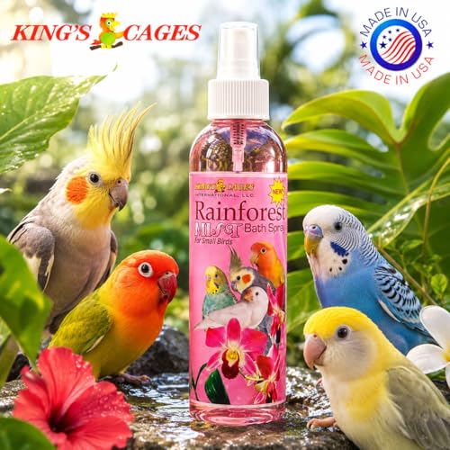 King's Cages Pk2 Rainforest Pink Mist 8 oz. Bath Spray Hawaiian Hibiscus Scent Feather Conditioning and Daily Grooming Use for Small Bird (Pack of 2) - size: Pack of 2