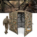 Hunting Blind See Through, Pop Up Ground Deer Blind, Large Door | 270/288/360 Degree See Thru, 1/2/3/4 Person Hunting Camouflage Tent, With/Without floor, Swing/Diamond/Horizontal Door Design - size: 3-4 Person, style: 360°/Swing Door