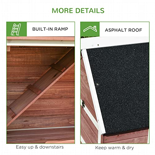 PawHut 114" Chicken Coop Wooden, Customizable Outdoor Chicken Cage Poultry Hen House with Nesting Box, Double Runs, Asphalt Roof, Ramp, for Garden Backyard | Outdoor Chicken Cage, Poultry Hen House, Asphalt Roof, Ramp, for Garden Backyard