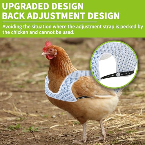 Chicken Saddle for Hens, 3 Pack Adjustable Breathable Aprons | Adjustable back straps prevent pecking and ensure durability. Protects hens during mating. Easy to wear. - color: Blue
