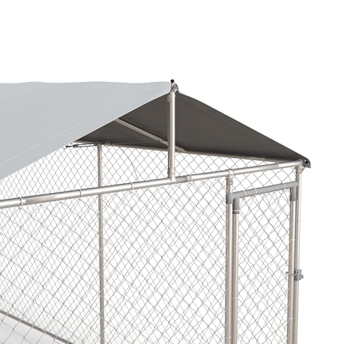 PawHut Outdoor Dog Kennel for Large Breeds 20' x 7.5' x 6.5' | Heavy Duty Dog Run Outdoor Fence, Waterproof Cover, Galvanized Chain Link, Secure Lock, for Chickens, Ducks - size: 236.2"L x 90.6"W x 78.7"H
