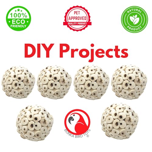 Bonka Bird Toys Mini Sola Atta Balls Foot Talon Craft Part Parrot Cage Toy Cockatiel, Conure, Caiques, and Similar Breeds (3891 Pack 6) - size: 1.5 inches
