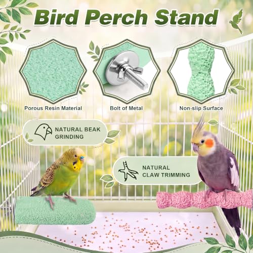 6 PCS Bird Beak Grinding Stone, Bird Perches, Nail Trimming Stick (Long) | For Small Medium Cockatiel Lovebird Finch Chinchillas Hamsters, Climbing Ledge, Grinding Claws and Beaks, Playful Design - size: Long