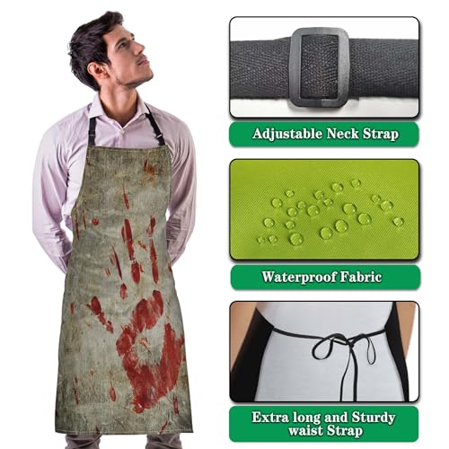 Baking Apron for Women Bloody Handprint Grungy Wall Kitchen Aprons for Men for Kitchen Cooking Restaurant BBQ Painting Crafting 27” (W) x 31” (H), Waterproof Apron - color: Bloody Handprint