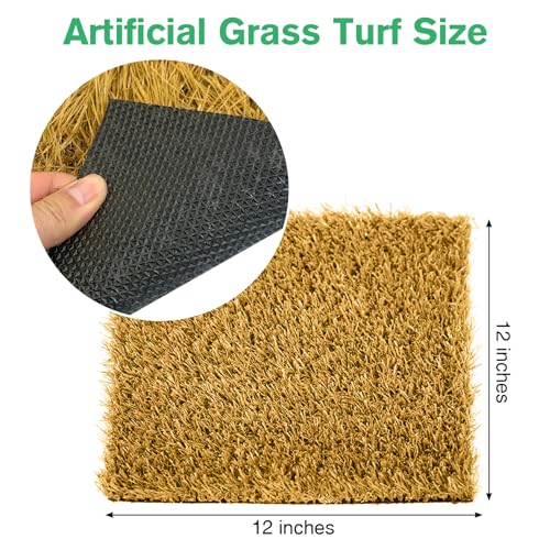 Hamiledyi 4 Pcs Chicken Nesting Pads Artificial Grass Rug Carpet Synthetic Turf Mat 12"x12" Washable Chicken Coop Bedding Laying Garden Lawn Indoor/Outdoor Bedding for Chicken Hen Small Pets(Brown) - size: 4 Pcs Brown