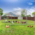 Chicken Coop Run, 26.25 x 9.8 x 6.4ft Metal Chicken Coop | Chicken Runs for Yard with Waterproof UV-Resistant Cover, Walk-in Outdoor Chicken Enclosure for Farm and Backyard - size: 314.4"L x 117.6"W x 76.8"H