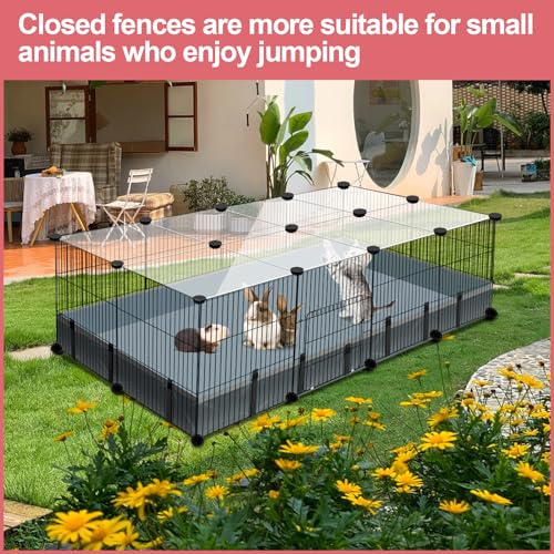 VISCOO 20 Panels Small Animal Playpen, 48" x 24" x 16" Rabbit Cage with Waterproof - color: Black, style: 20 Panels - 48"L x 24"W x 16"H