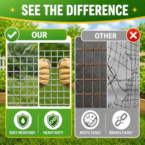 16in x 10ft Hardware Cloth Chicken Wire -1/2 Inch 19 Gauge Hot Dipped Galvanized After Welding Welded Wire Mesh, Rust-Proof Fencing for Gardens, Chicken Coops & Poultry Netting - size: Silver-1/2inch 16inch×10ft