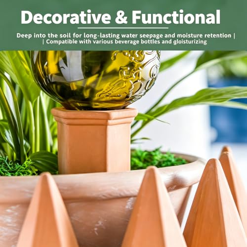 6 Pack Large Terracotta Plant Watering Spikes, Automatic Plant Waterer | Automatic Plant Waterer Outdoor&Indoor Use, Vacation Clay Watering Devices System, Slow Release Self Watering Planter Insert - color: Classic Triangles Set (Pack of 6)