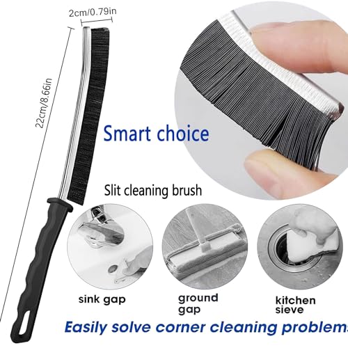 Crevice Cleaning Brush, Bathroom Gap Cleaning Brush, Hard Bristle Brush for Cleaning, Multifunctional Gap Brush, for Blind, Baseboard, Fan, Window or Sliding Door Track (5pcs) - color: Black-5pcs