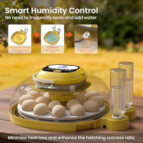 Egg Incubators for Hatching Eggs with Automatic Egg Turning & Humidity Control - 18/33 Egg Capacity, LED Display, Auto Water Refill & Built-in Candler for Chicken, Duck, Quail, Turkey Eggs