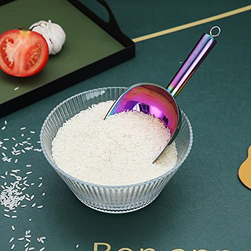 Rainbow Ice Cream Scoop - Premium Stainless Steel for Cookie, Dog Food, Flour, Candy - Dishwasher Safe (8oz/9 Inch) - color: 2. Rainbow