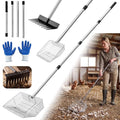 5 Pcs Chicken Poop Scooper Set with Gloves 3-in-1 Manure Scoop with Iron Shovel Rake Combo & 4 Section Adjustable Stainless Steel Handle Sand Sifting Litter Scoop for Chicken Coop Farms Goat