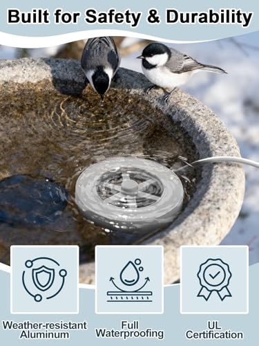 70W Bird Bath Heater for Outdoors in Winter - 77℉~ 109℉ Thermostatic Control, Heated Birdbath Deicer with Auto Shut Off, Chicken Livestock Water Heater