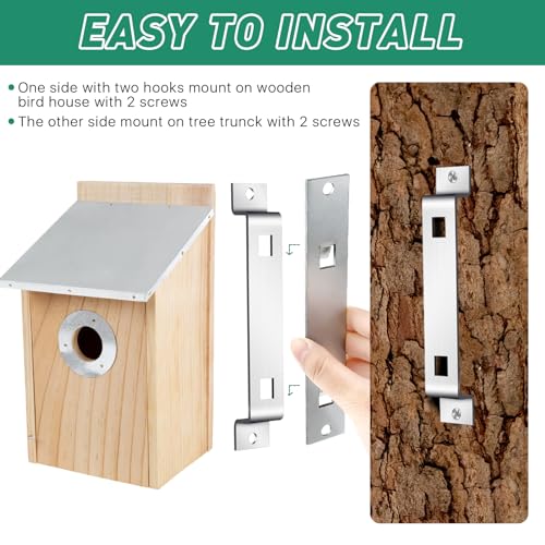 Supkiir 6 Sets Bird House Hanger Bracket, Rust Proof Galvanized Steel Bird House Kit, Stable Mounting Bracket with Screws for Securing and Stabilizing Bird Houses Nesting Boxes Feeders