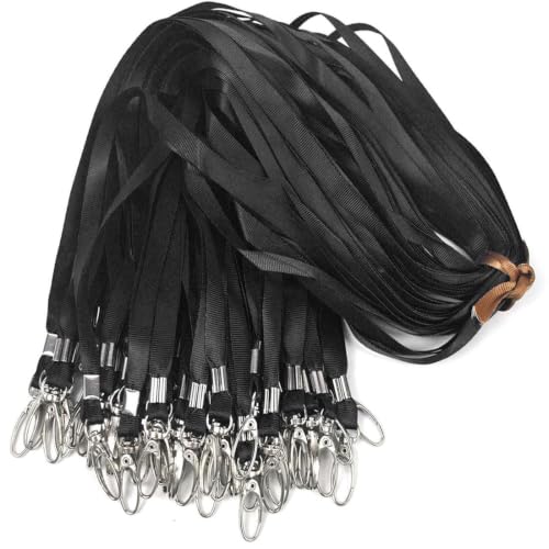 Lanyards 100Pcs Bulk Lanyard for Id Badges,Badge Lanyards Swivel Hooks Clips Great for Name Tags Badge - color: Black
