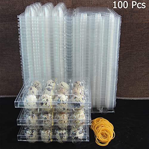 Quail Egg Cartons 100 Pack,Plastic Quail Egg Holder 12 Tray of Small Quail Eggs Storage Holders,Cheap Bulk Quail Egg Container for Refrigerator