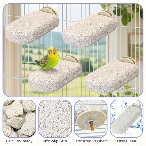 BNOSDM 4 Pcs Bird Beak Grinding Stone Calcium Parrot Perch Stand 4.7*2.6in - color: 4 Pcs- White (L)
