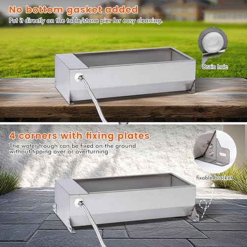 Automatic Dog Water Bowl Dispenser for Large Dogs Outdoor Auto Fill | Stainless Steel Automatic Livestock Water Trough Large Dog Waterer with Float Valve, for Chicken Geese Duck Goat Pig