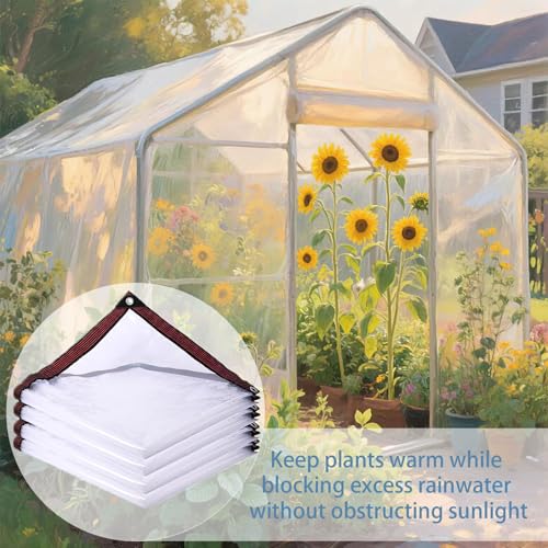 Clear Plastic Tarp 6x8 Heavy Duty Waterproof with Grommets Vinyl Tarpaulin for Outdoor Patio Greenhouse Chicken Coop Cover - size: 6X8FT