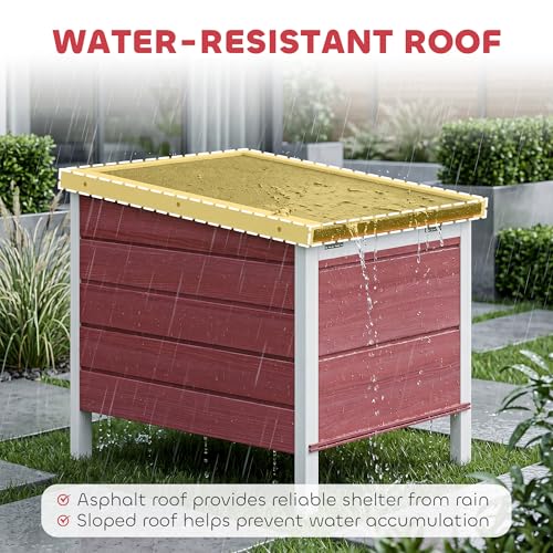 PawHut Small Wooden Rabbit Hutch Bunny Cage Guinea Pig Cage Duck House Dog House with Openable & Waterproof Roof, Red | Bunny Cage, Guinea Pig Cage, Duck House, Dog House, for Rabbits Chickens Ducks - color: Red