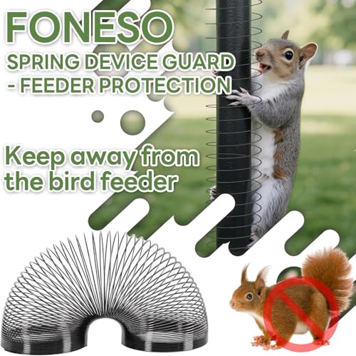 Foneso 2.3in Squirrel Proof Spring Device 2 Pack, Metal Squirrel Baffle Barrier Spring Guard, Hanging Coil Garden Accessories for Outdoor Bird Feeder Poles - size: 2.3in