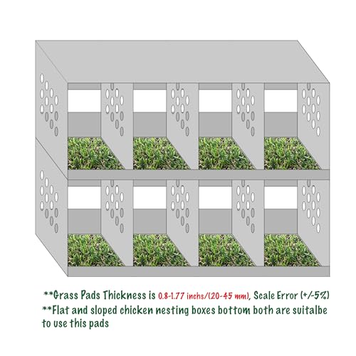 KuGuo Chicken Nesting Box Pads, 6 Pack, 12 x 12 in, Grass Style Mixed | Soft, washable synthetic turf cushions eggs, drains quickly and helps keep nesting boxes cleaner for hens and small pets