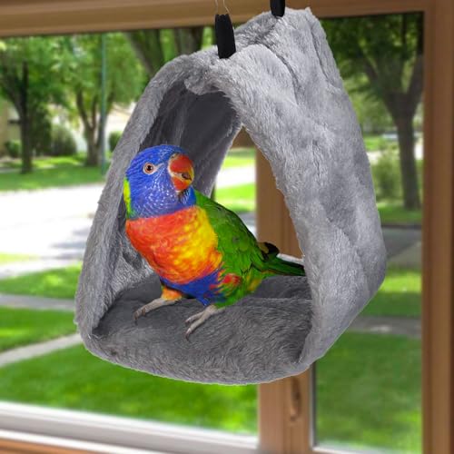 Warm Bird Nest House, Bed for Cage Accessories, Parakeet Toy Hammock | Plush Parrot Hanging Hut Tent for Conure Cockatiel Lovebird Cockatoo (M, 9.4*5.9*7.08in)