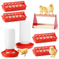 7PCS Chick Feeder and Waterer Kit with Wooden Perch,Baby Poultry Starter Set with Chick Perch for Small Poultry Chicks Ducks Quail Pigeons Birds(Red Chick Feeder Waterer Kit) - color: 7PCS Chick Feeder and Waterer Kit with Chick Perch