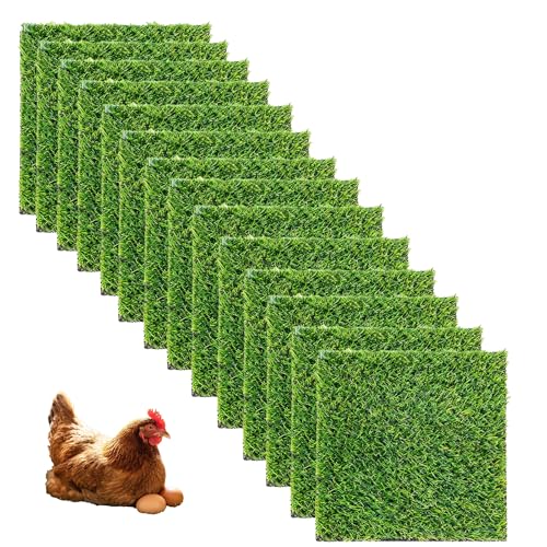 14 Pcs Chicken Nesting Pads, 12 x 12 Inch Washable Nest Box Bedding | Artificial Grass Nesting Mats For Chicken Coops, Nest Boxes, Egg Laying Areas, Reusable, Washable And Easy To Clean
